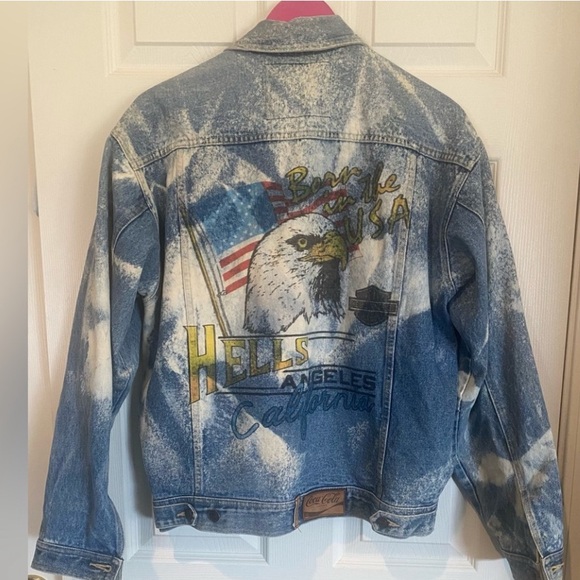THE LAUNDRY ROOM BORN IN THE USA / HELLS ANGELS / HARLEY DAVIDSON DENIM JACKET - Picture 2 of 15